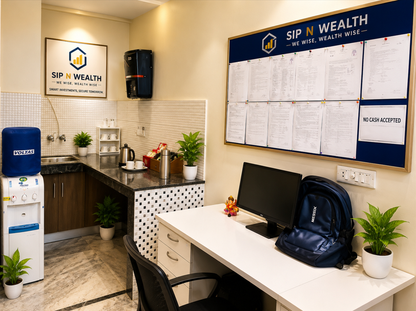 SIP N WEALTH consultation room with services board - New Delhi